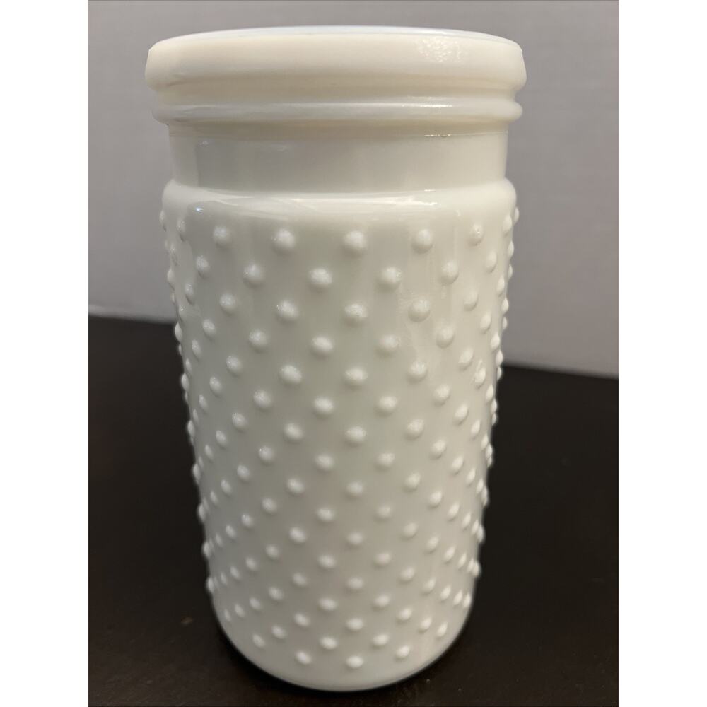 Vintage Hobnail White Milk Glass Vase Jar 7.5" Tall